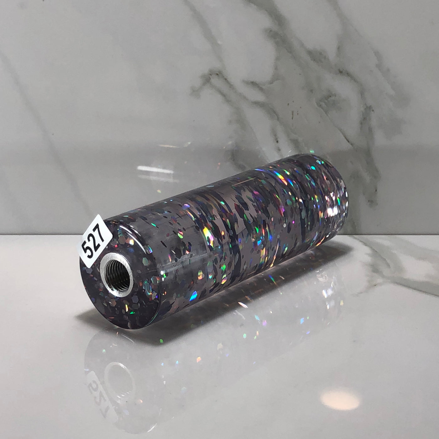 115mm Silver Holographic Resin Shift Knob — 4.5 in, 12mm x 1.25