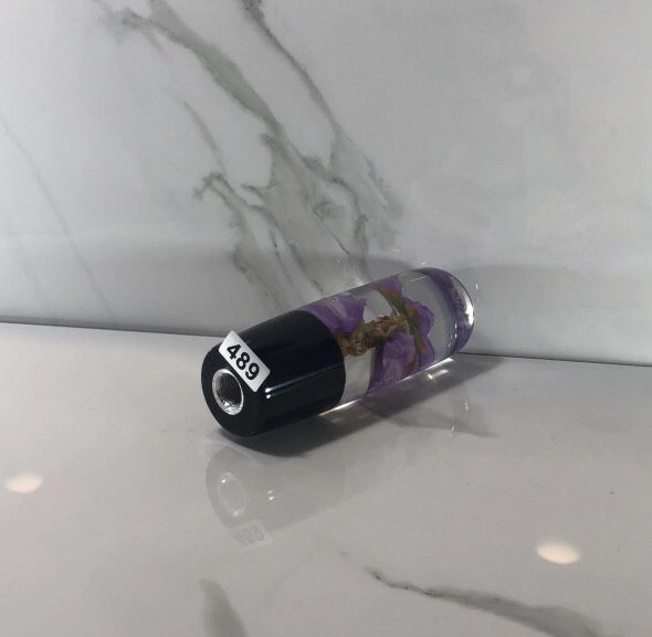 115mm Purple Blossom Joystick Resin Shift Knob — 4.5 in, 12mm x 1.25