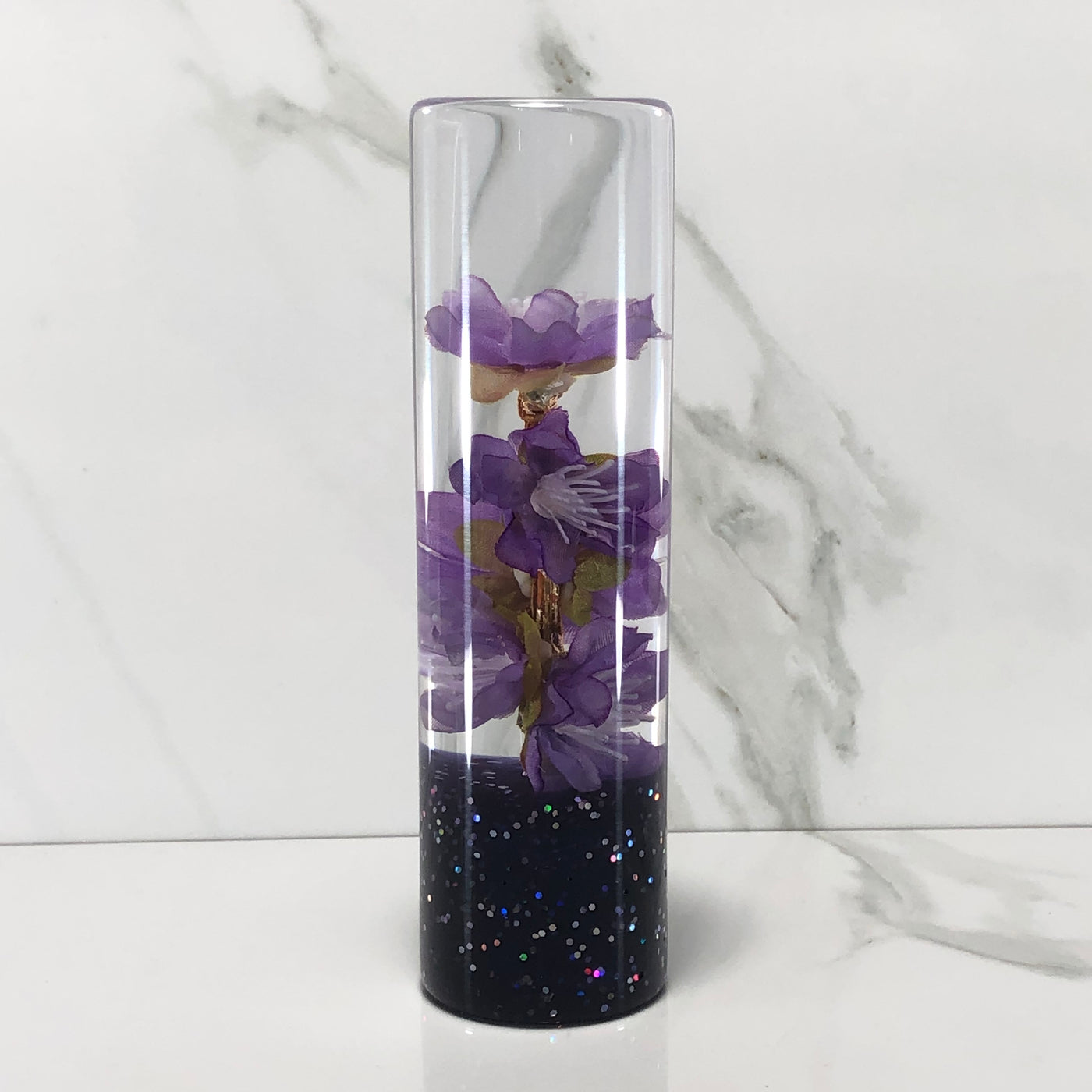 140mm Purple Blossom Resin Shift Knob — 5.5 in, 12mm x 1.25