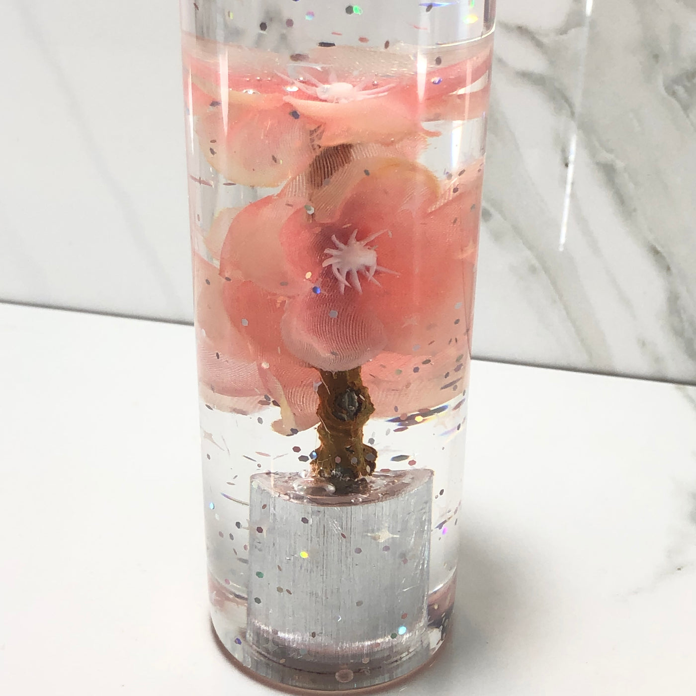 115mm Peach Cherry Blossom Resin Shift Knob — 4.5 in, 12mm x 1.25
