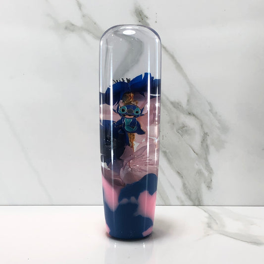 Mr__Grip 5 3/4 Inch Resin Custom Shift Knob stitch blue Pink Cherry Blossom #523