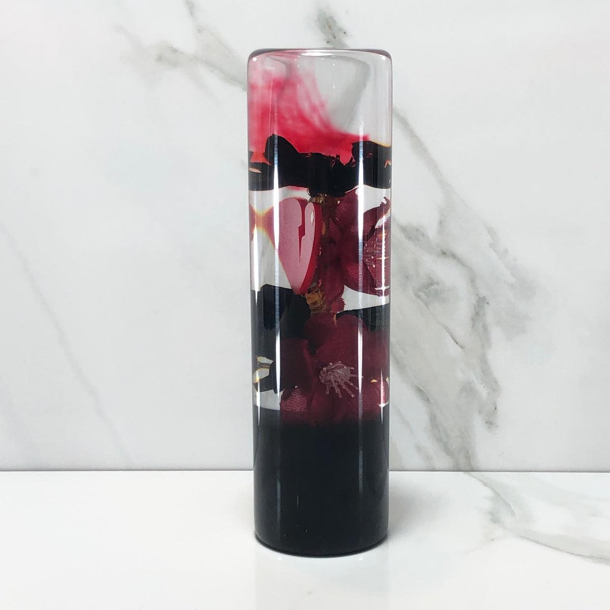 140mm Black Red Blossom Resin Shift Knob — 5.5 in, 12mm x 1.25