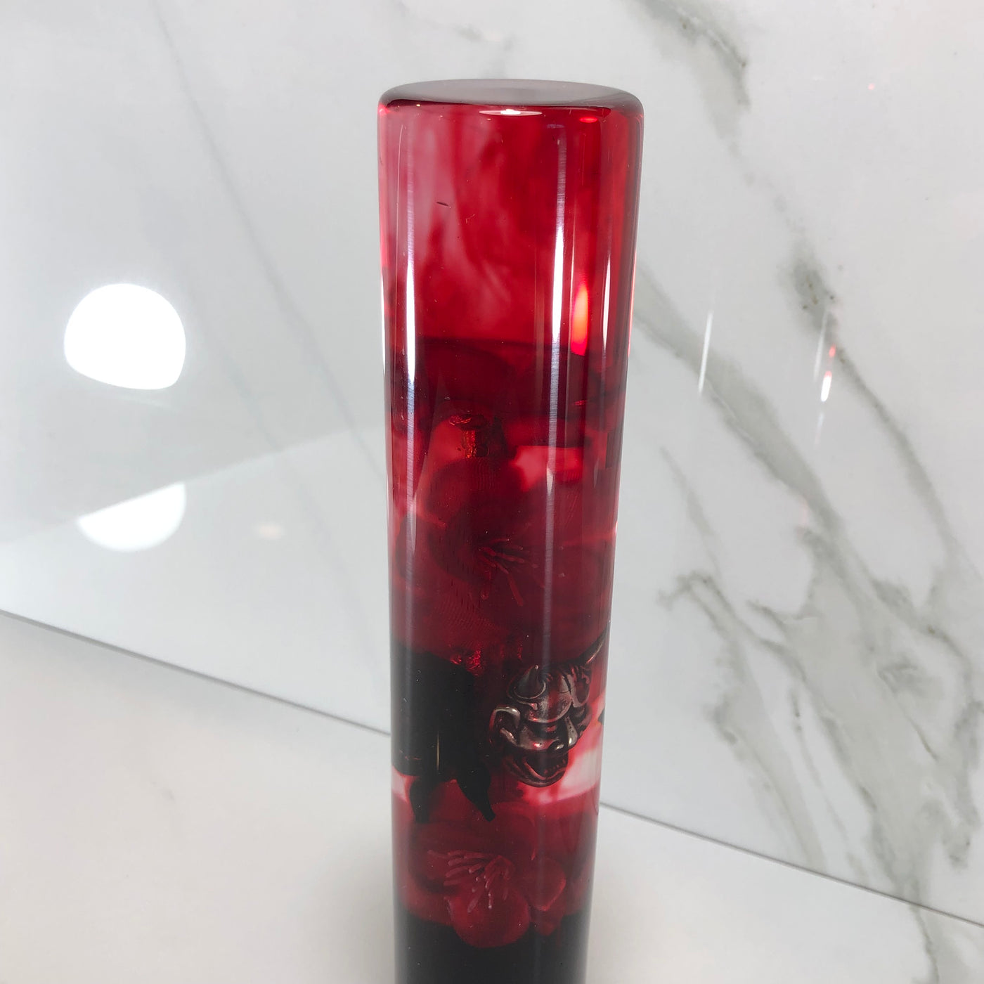 190mm Red Blossom Oni Resin Shift Knob — 7.5 in, 12mm x 1.25