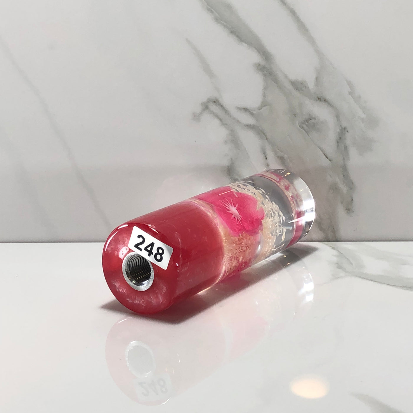 115mm Pink Stardust Blossom Resin Shift Knob — 4.5 in, 12mm x 1.25