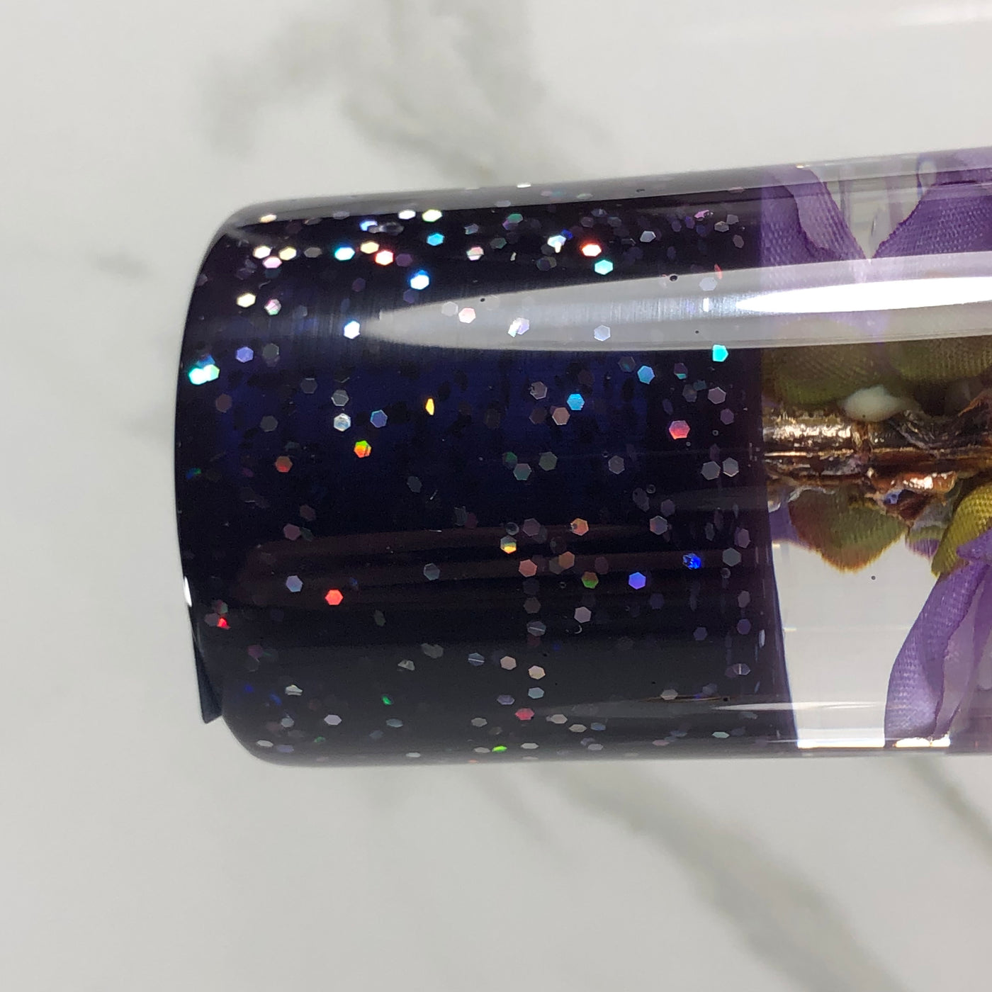 140mm Purple Blossom Resin Shift Knob — 5.5 in, 12mm x 1.25