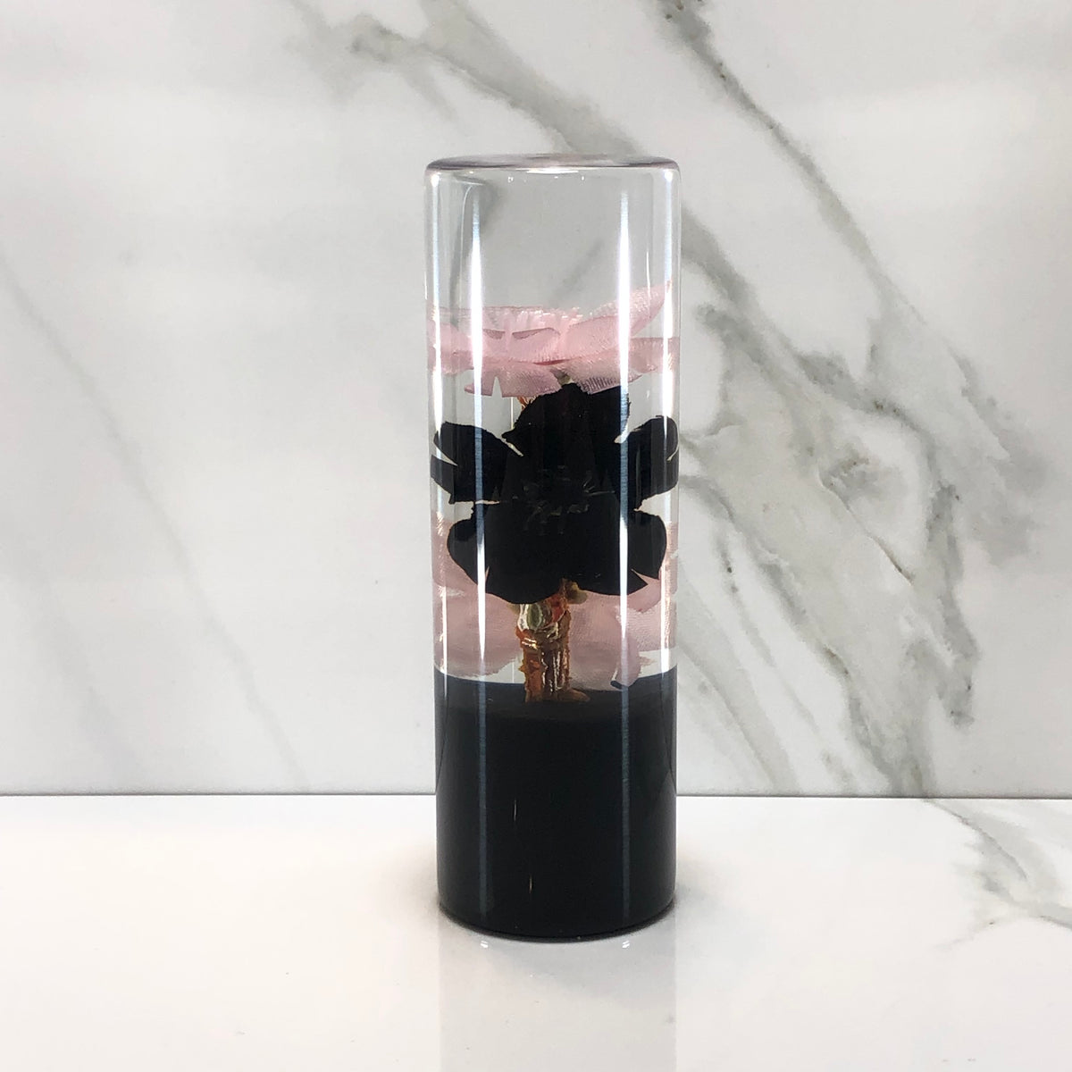 115mm Pink Black Blossom Resin Shift Knob — 4.5 in, 12mm x 1.25