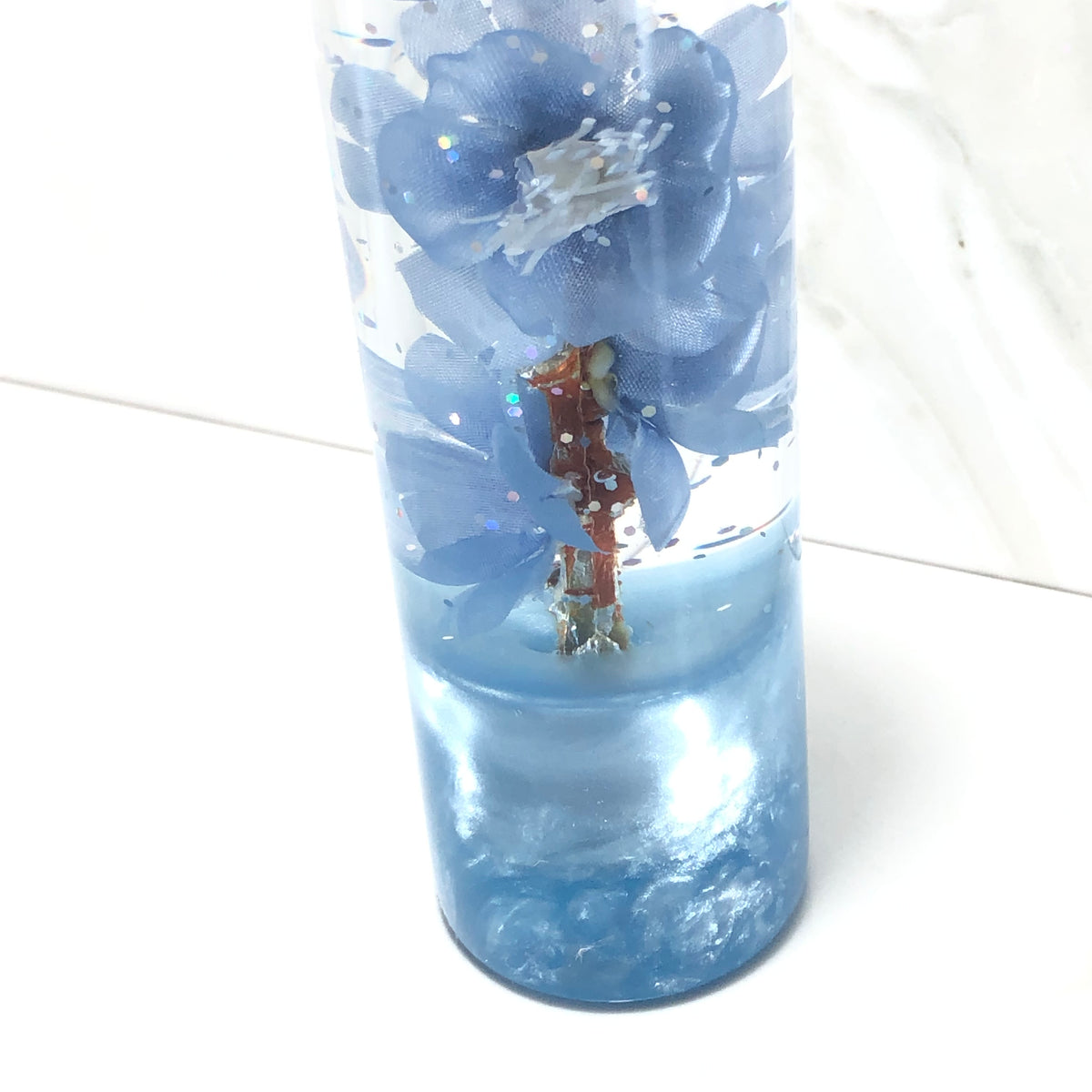 140mm Light Blue Blossom Resin Shift Knob — 5.5 in, 12mm x 1.25