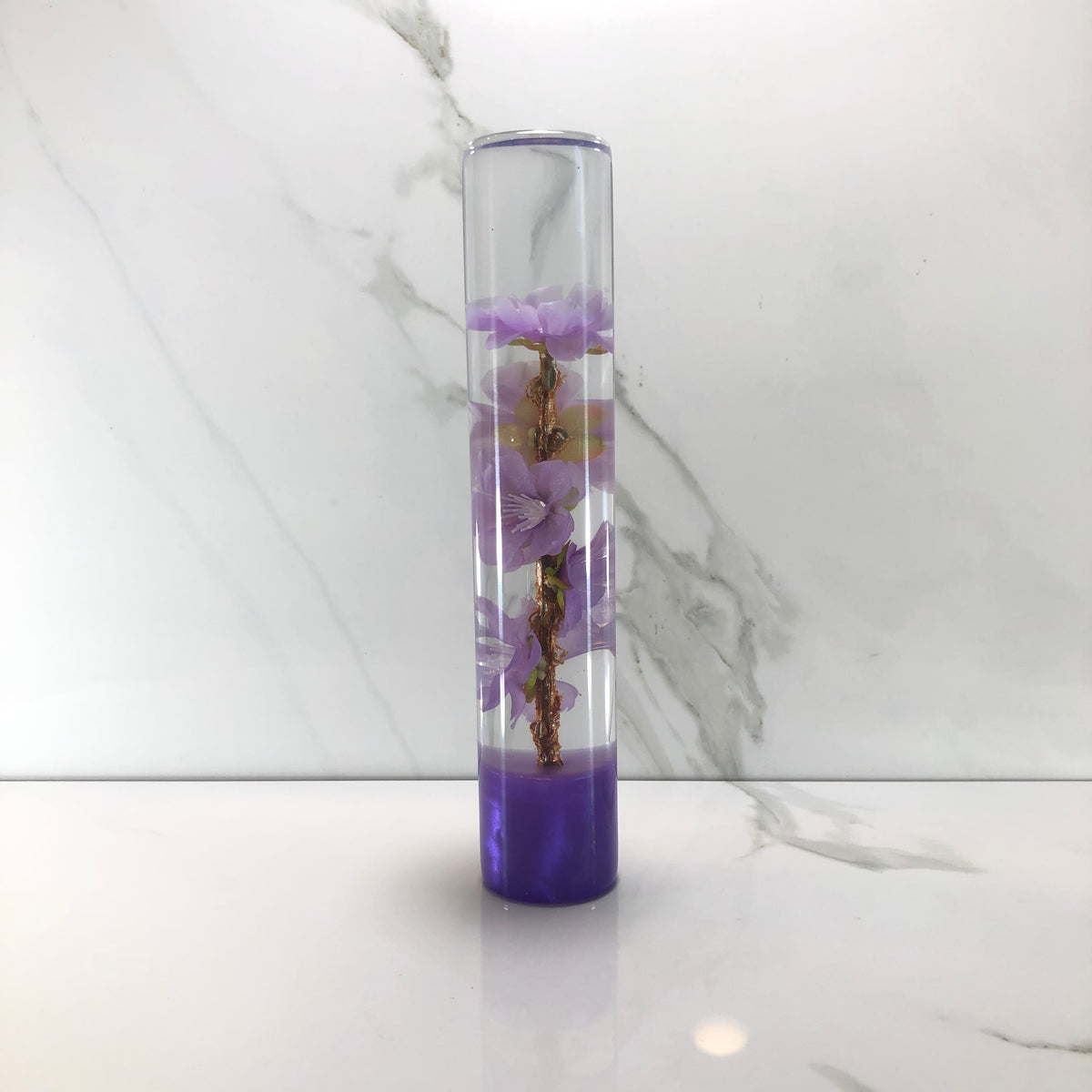 190mm Purple Cherry Blossom Resin Shift Knob — 7.5 in, 12mm x 1.25