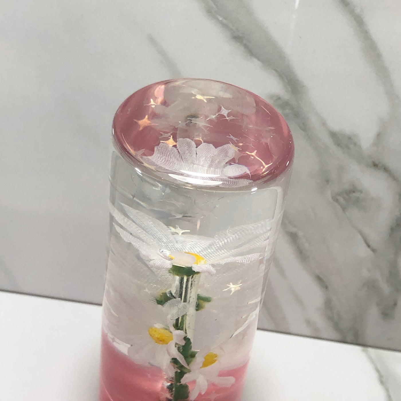 115mm White Daisy Resin Shift Knob — 4.5 in, 12mm x 1.25