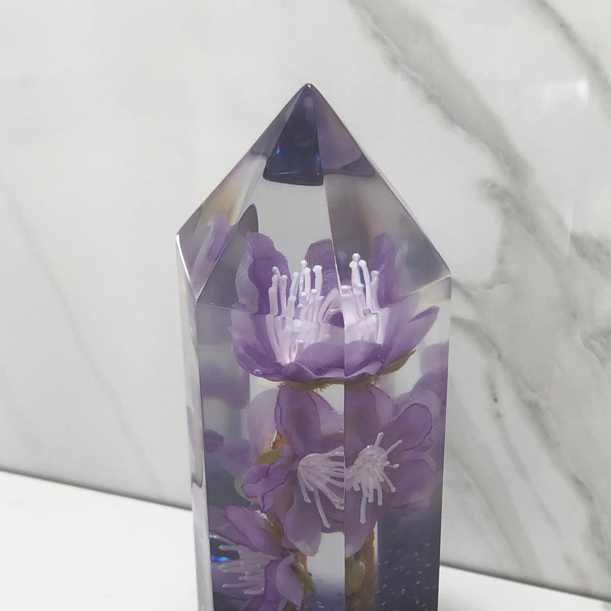 140mm Purple Blossom Resin Shift Knob — 5.5 in, 12mm x 1.25