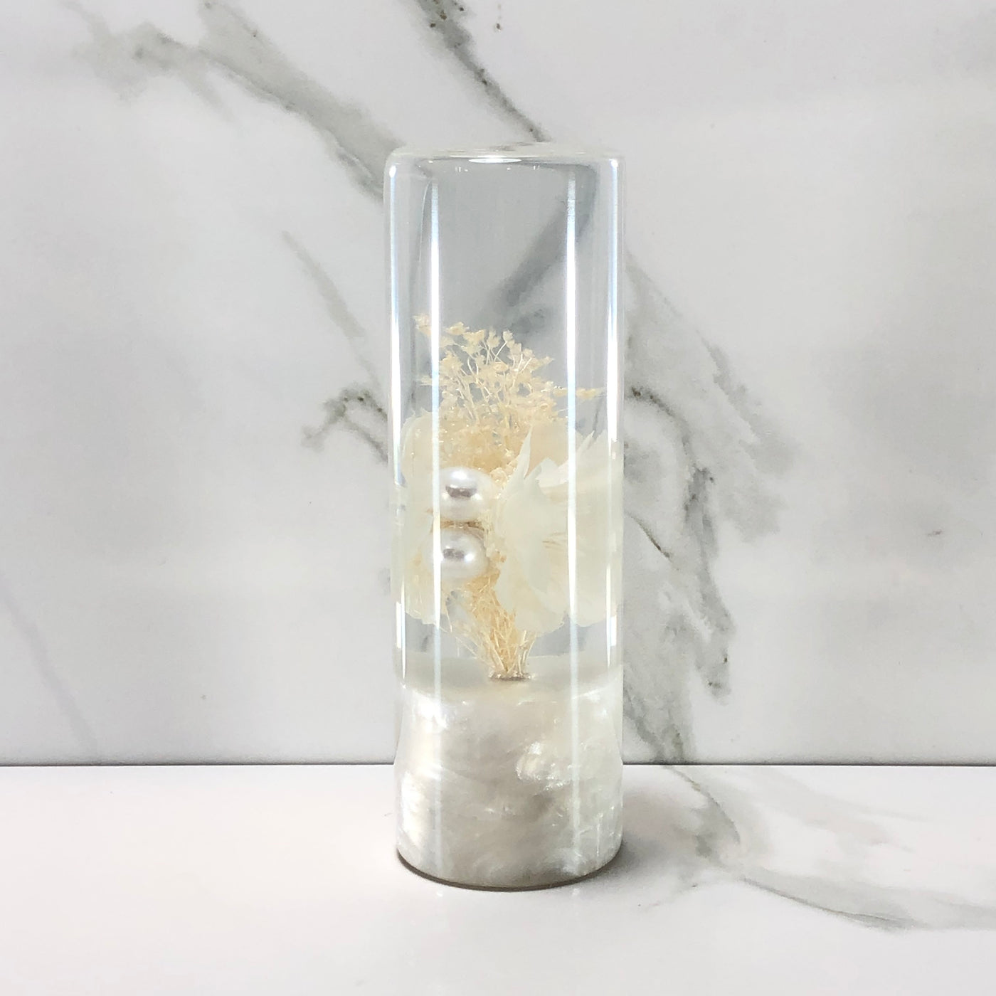 115mm White Stardust Cherry Blossom Resin Shift Knob — 4.5 in, 12mm x 1.25