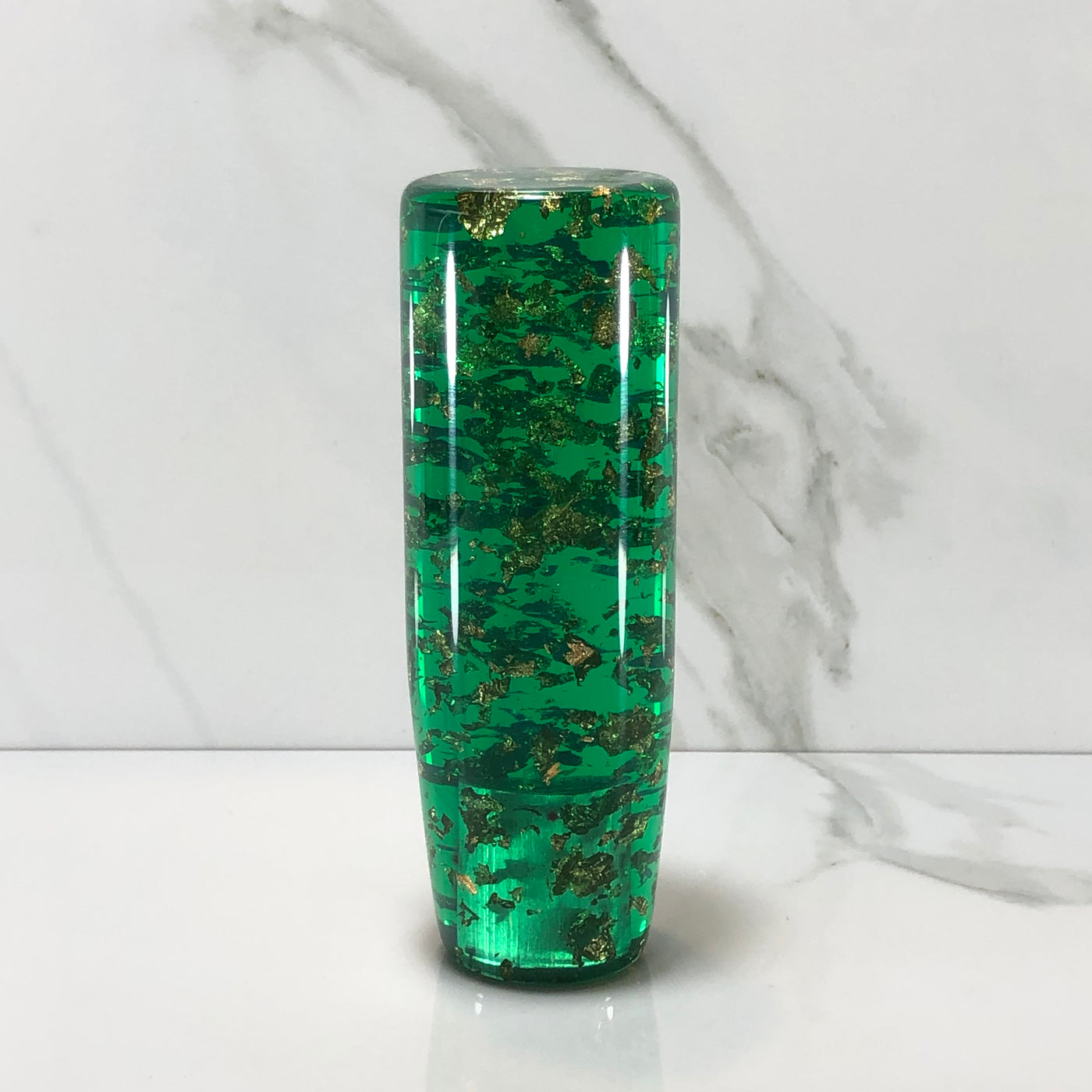 115mm Green Gold Gold Leaf Joystick Resin Shift Knob — 4.5 in, 12mm x 1.25