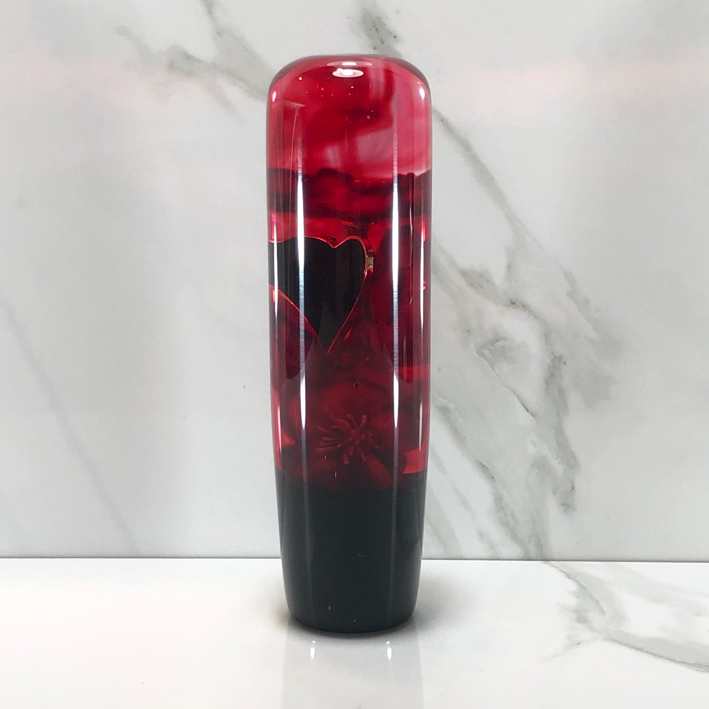 Mr__Grip 5 3/4 Resin Custom Shift Knob Bleeding Red Cherry Blossom Heart Charm #438