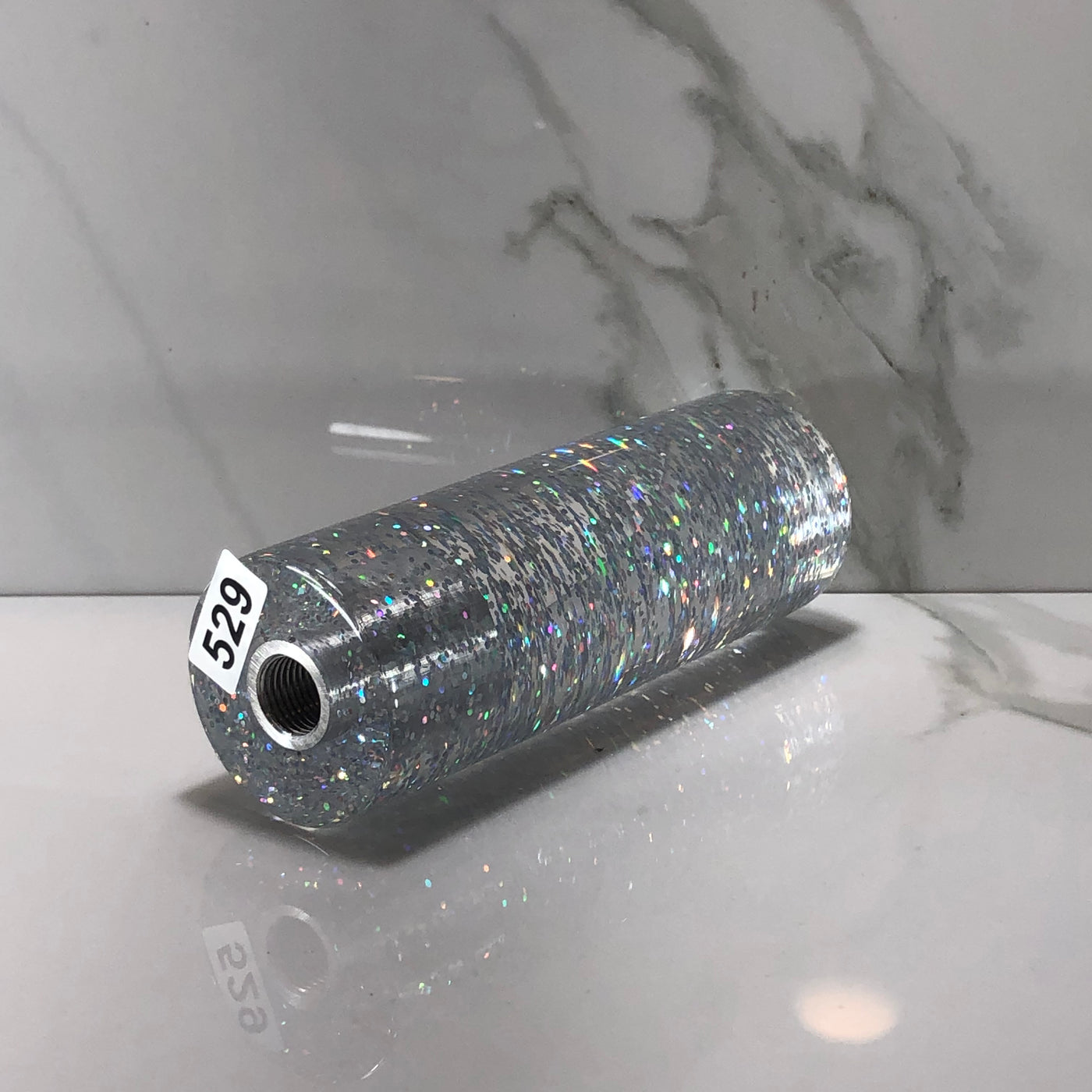 115mm Silver Holographic Resin Shift Knob — 4.5 in, 12mm x 1.25