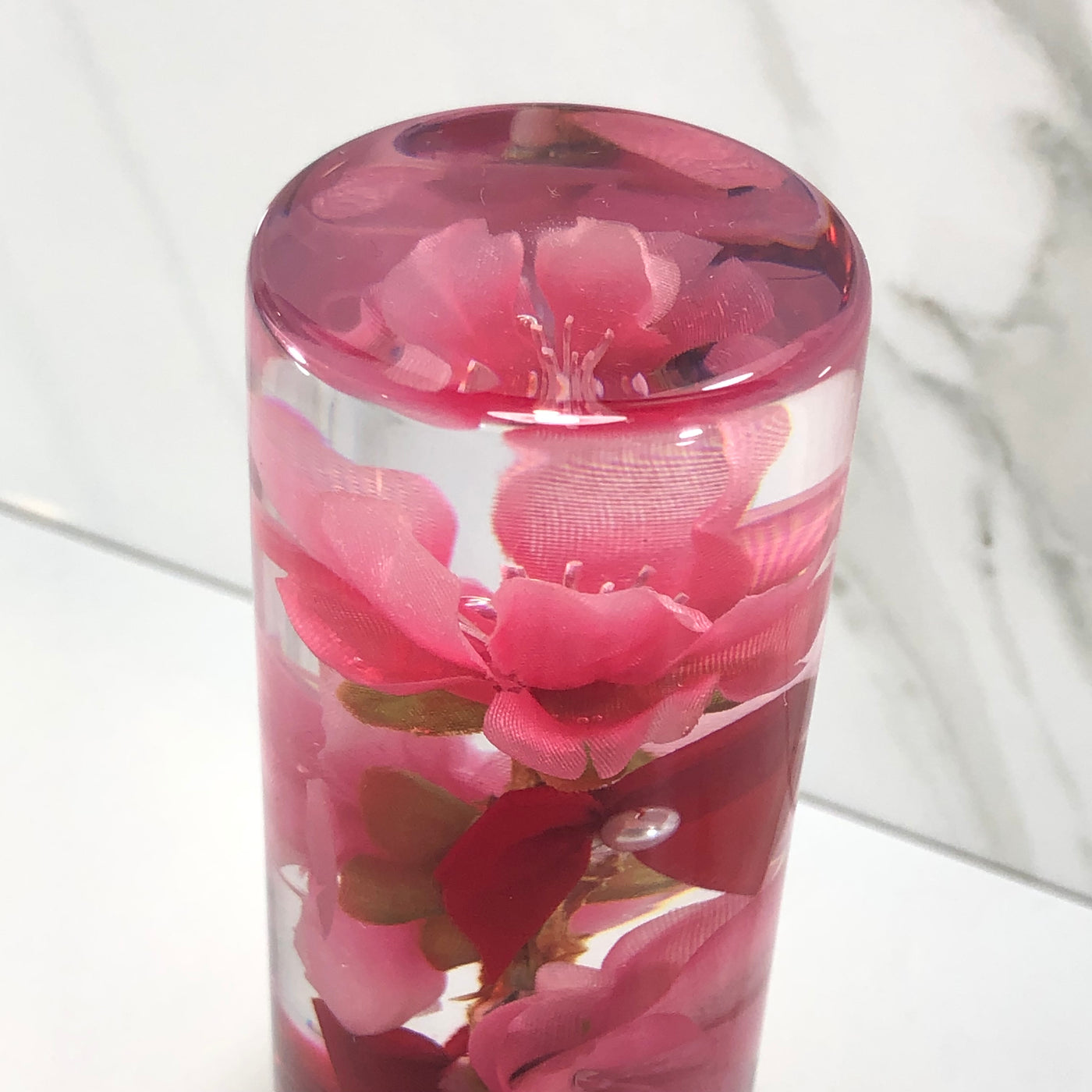 115mm Pink Red Blossom Resin Shift Knob — 4.5 in, 12mm x 1.25