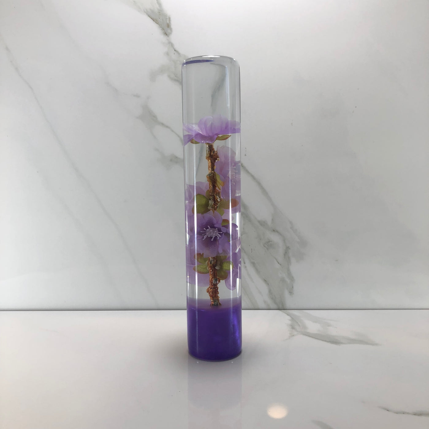 190mm Purple Cherry Blossom Resin Shift Knob — 7.5 in, 12mm x 1.25