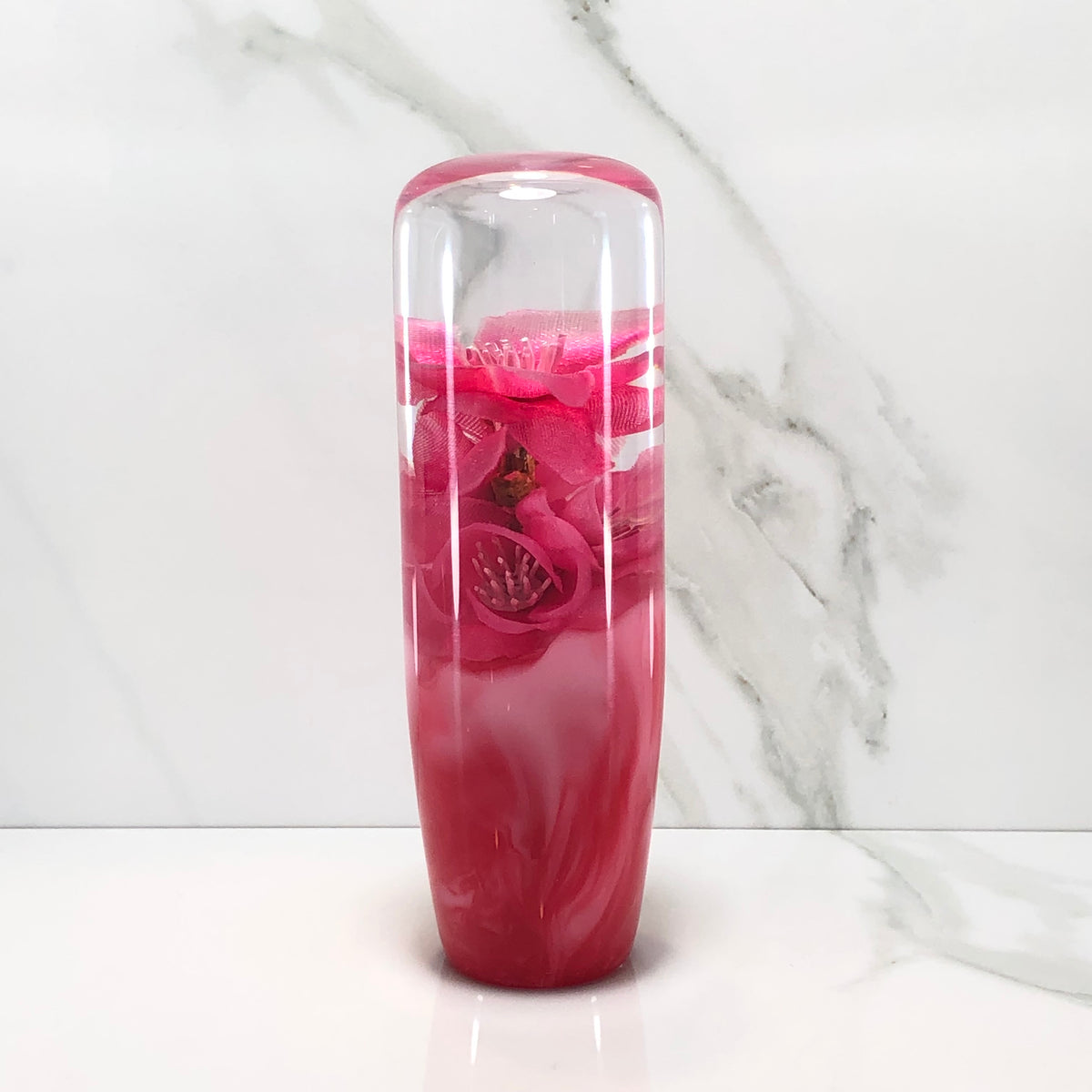 115mm Pink Flower Resin Shift Knob — 4.5 in, 12mm x 1.25