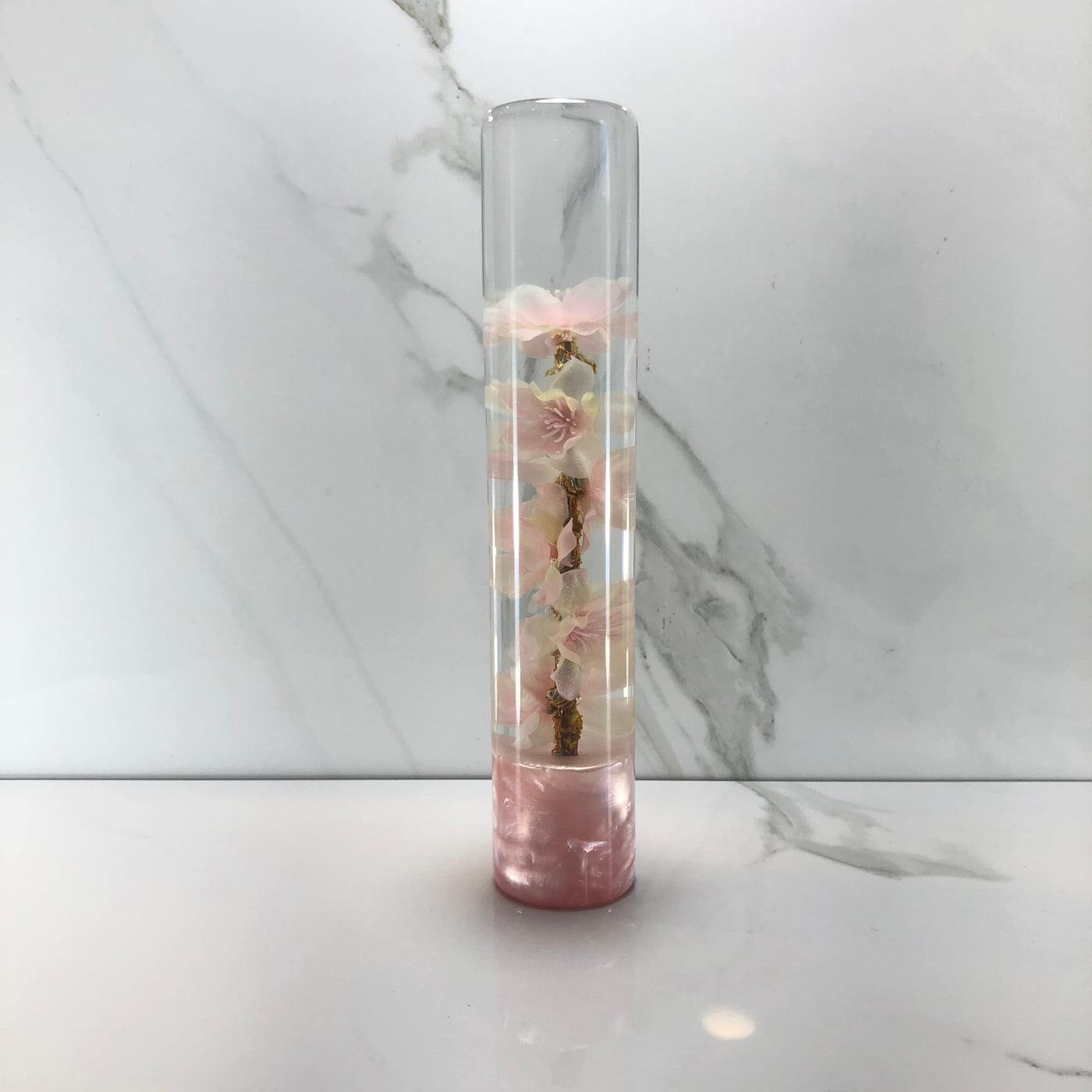 190mm Peach Cherry Blossom Resin Shift Knob — 7.5 in, 12mm x 1.25