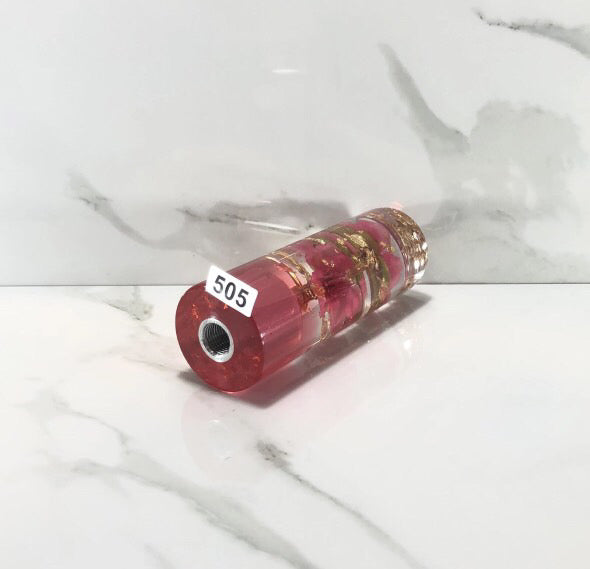 115mm Hot Pink Gold Gold Leaf Blossom Resin Shift Knob — 4.5 in, 12mm x 1.25