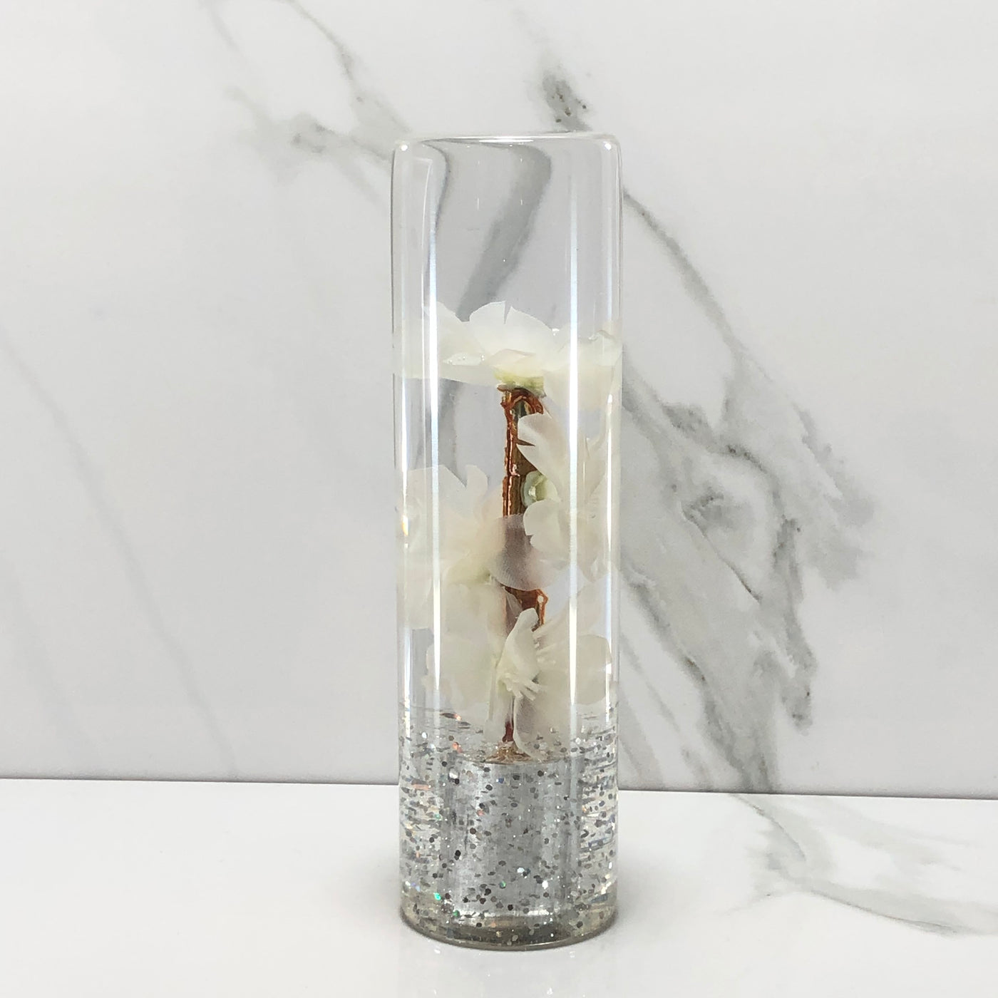 140mm White Blossom Resin Shift Knob — 5.5 in, 12mm x 1.25