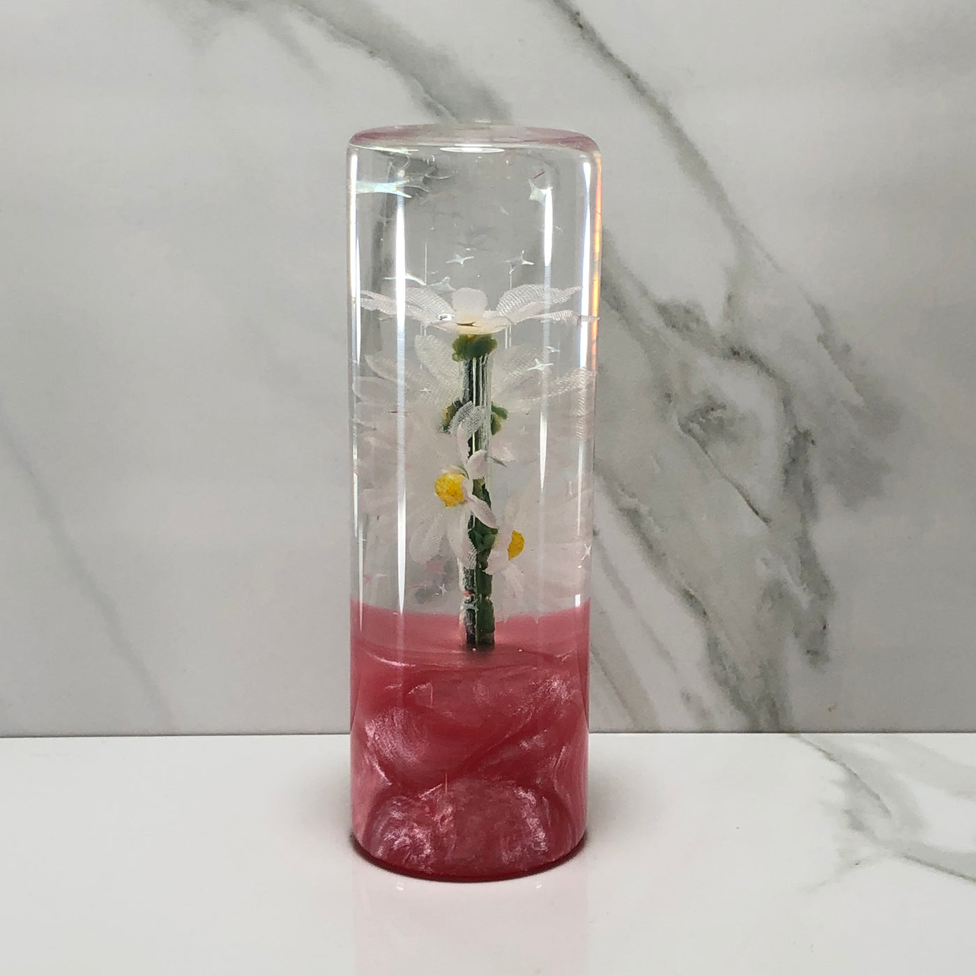 115mm White Daisy Resin Shift Knob — 4.5 in, 12mm x 1.25