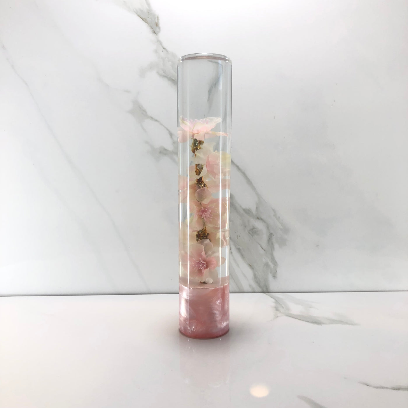 190mm Peach Cherry Blossom Resin Shift Knob — 7.5 in, 12mm x 1.25