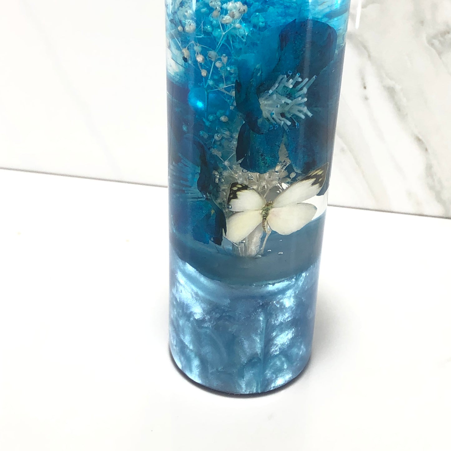 Mr__Grip 4 1/2 Inch Resin  Custom Shift Knob Teal Cherry Blossom JDM