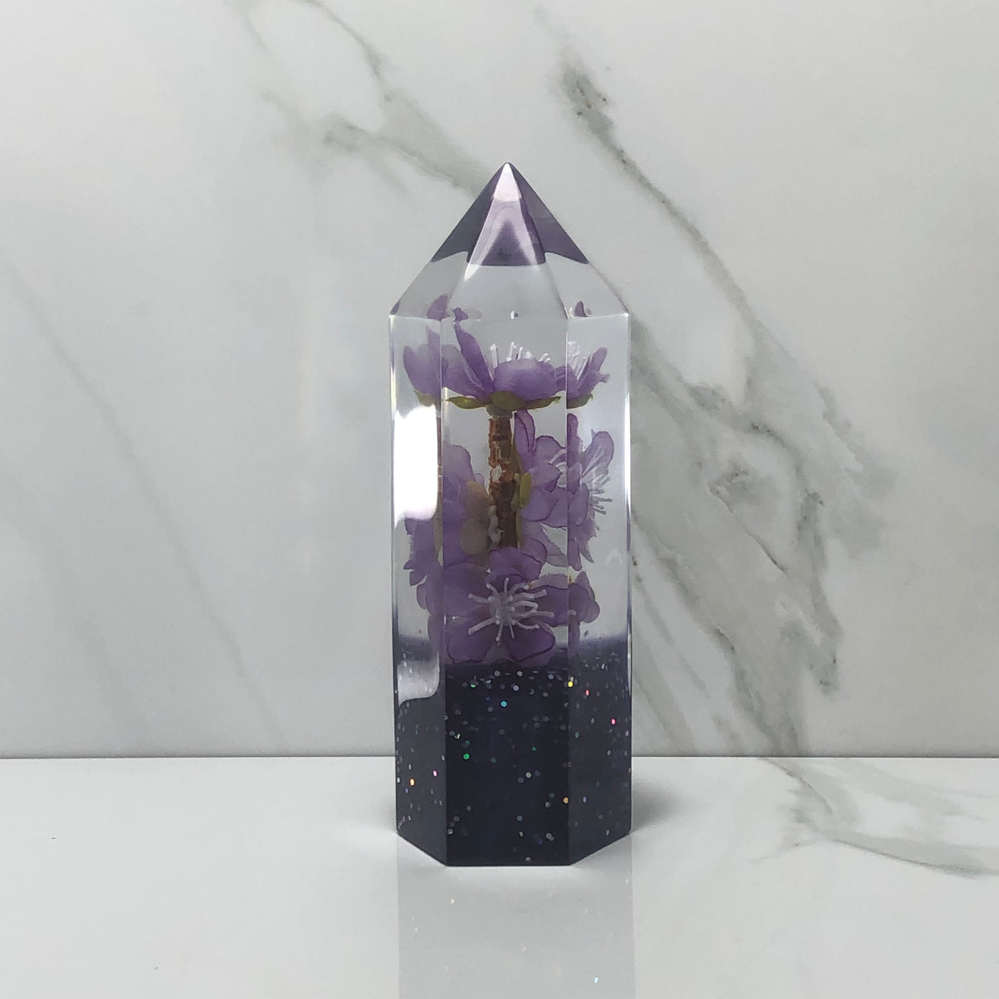 140mm Purple Blossom Resin Shift Knob — 5.5 in, 12mm x 1.25