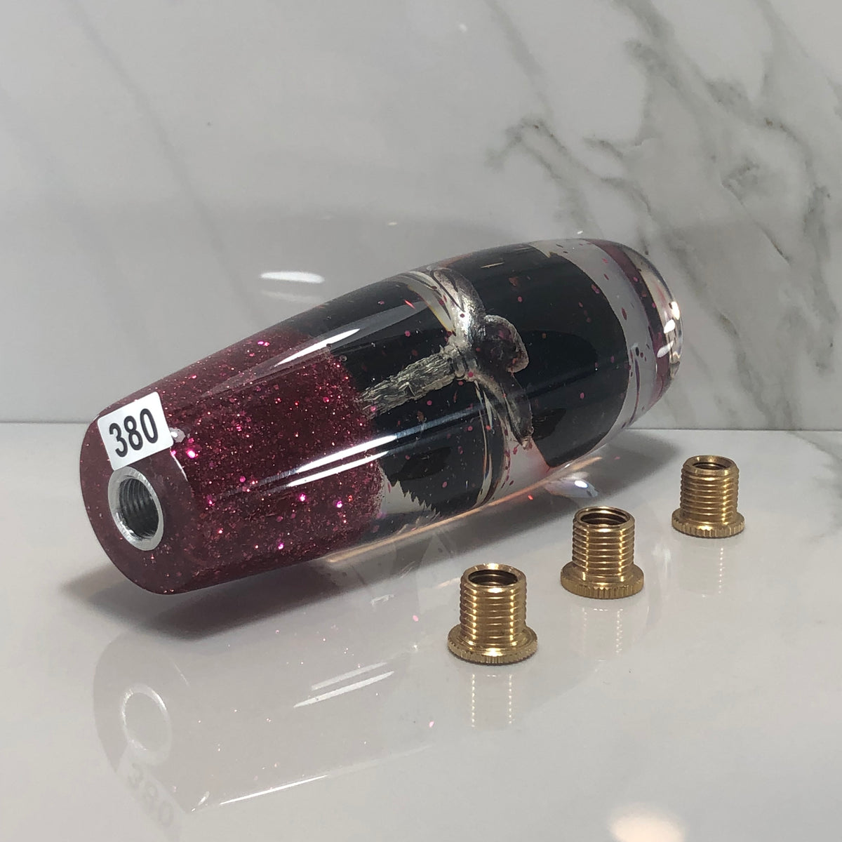 140mm Black Rose Resin Shift Knob — 5.5 in, 12mm x 1.25