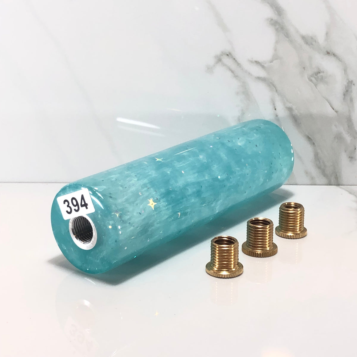140mm Teal Resin Shift Knob — 5.5 in, 12mm x 1.25