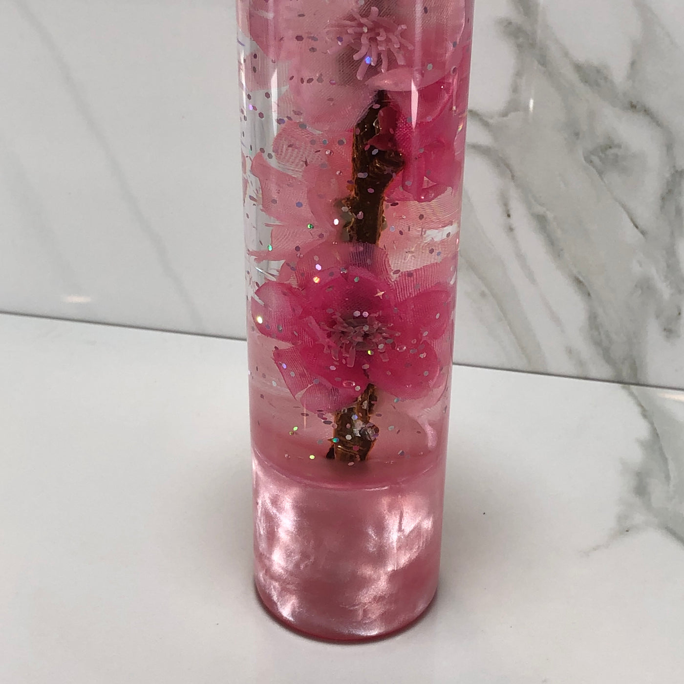 190mm Pink Blossom Resin Shift Knob — 7.5 in, 12mm x 1.25