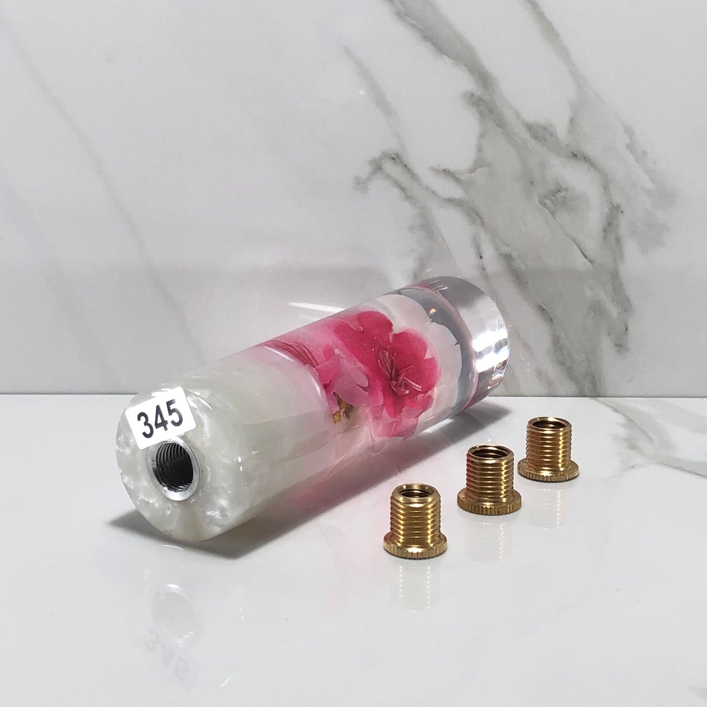 Mr__Grip 5 Inch Resin Custom Shift Knob White Cherry Blossom  JDM #345