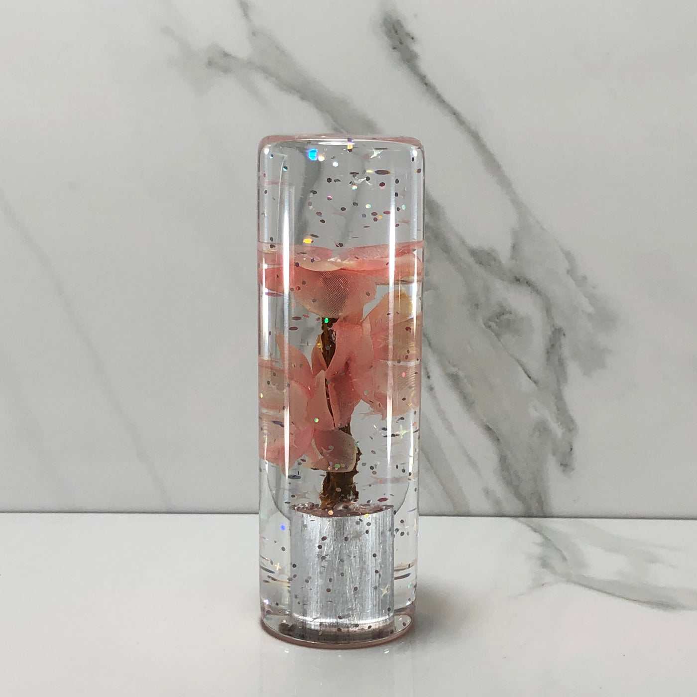 115mm Peach Cherry Blossom Resin Shift Knob — 4.5 in, 12mm x 1.25