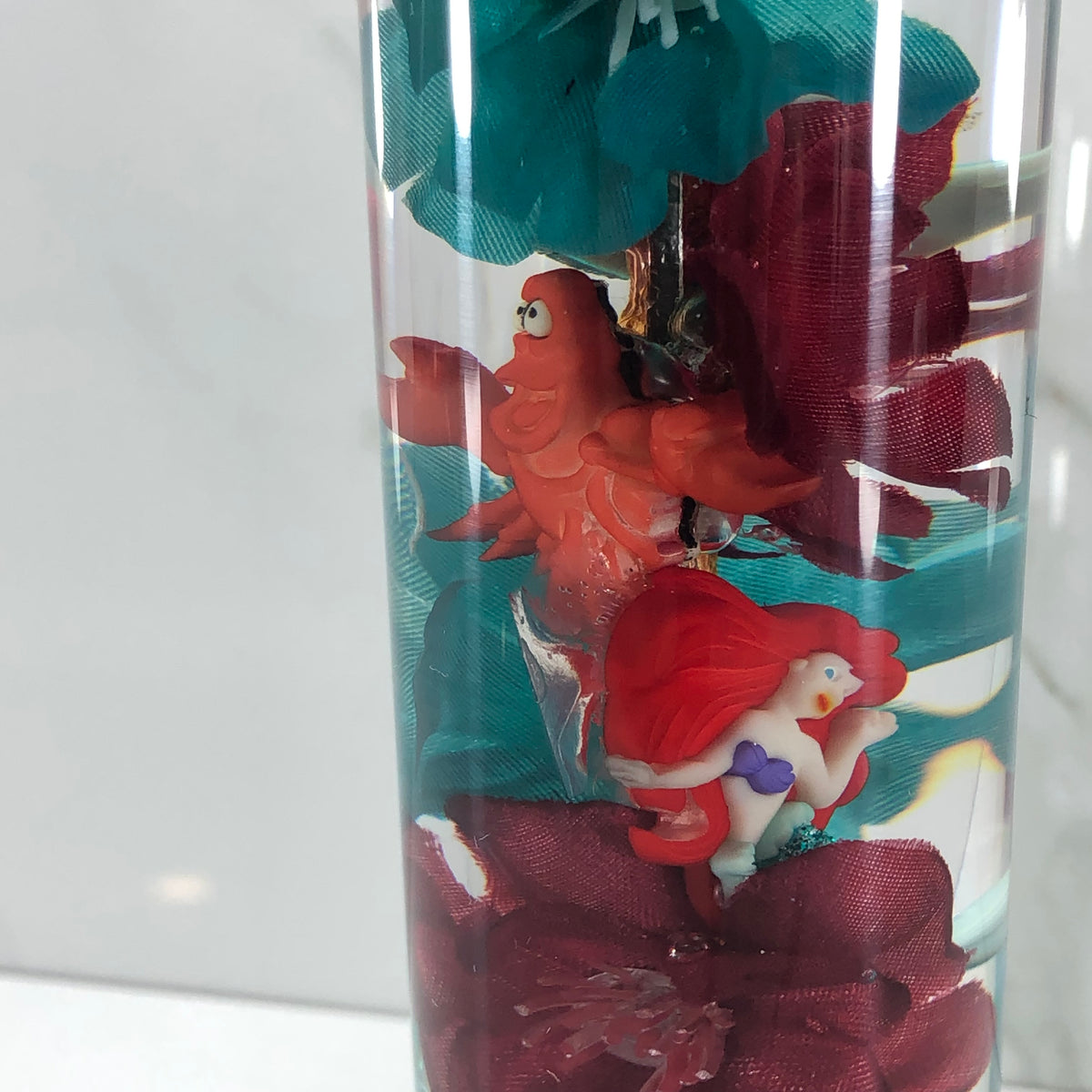 190mm Teal Red Blossom Resin Shift Knob — 7.5 in, 12mm x 1.25