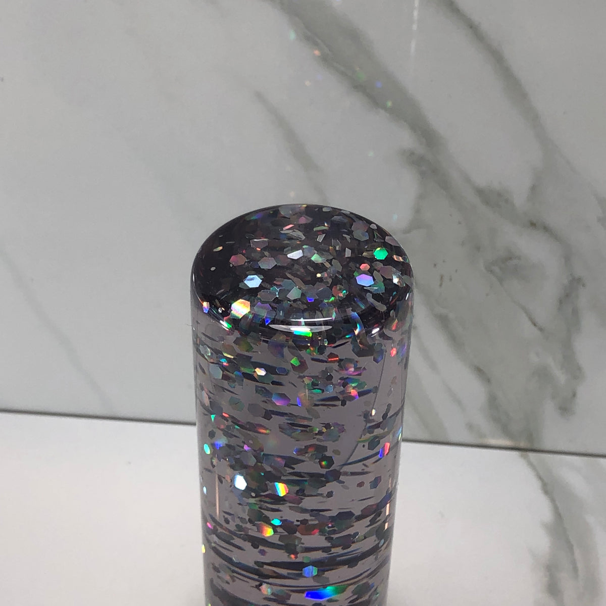 115mm Silver Holographic Resin Shift Knob — 4.5 in, 12mm x 1.25