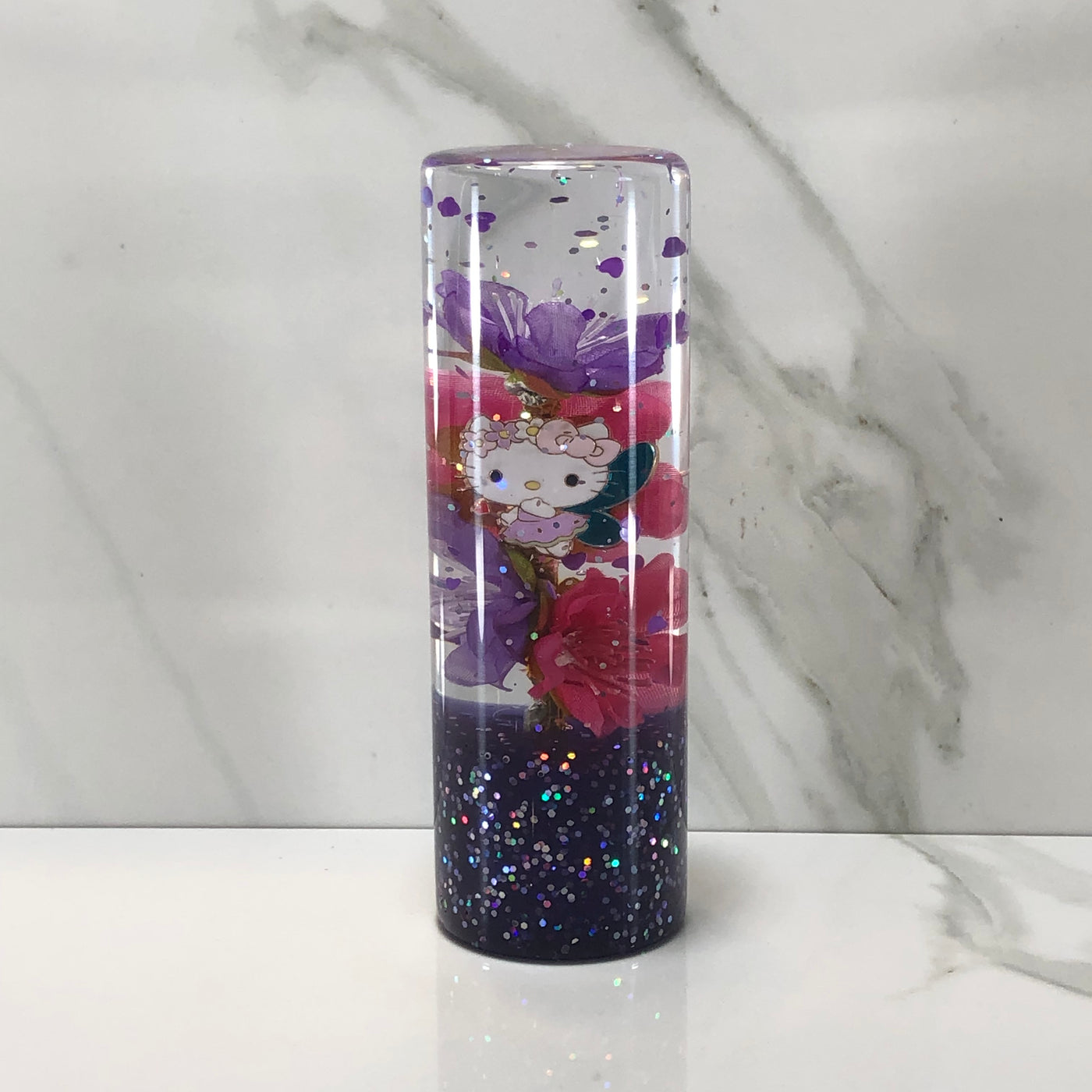 115mm Purple Pink Cherry Blossom Charm Resin Shift Knob — 4.5 in, 12mm x 1.25
