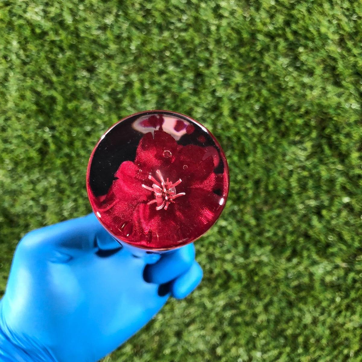 140mm Red Pink Bow Resin Shift Knob — 5.5 in, 12mm x 1.25