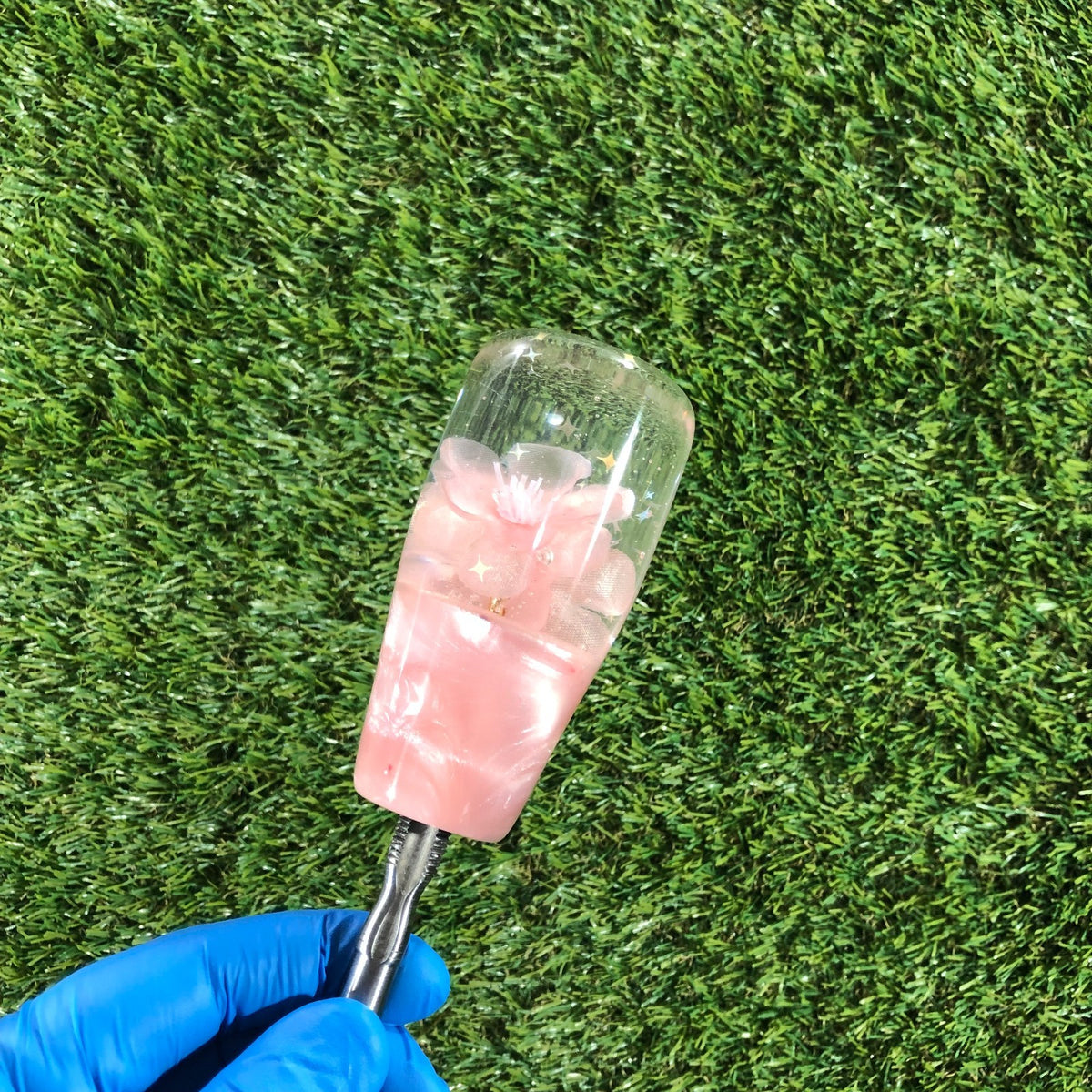 95mm Pink Pearl Blossom Resin Shift Knob — 3.5 in, 12mm x 1.25