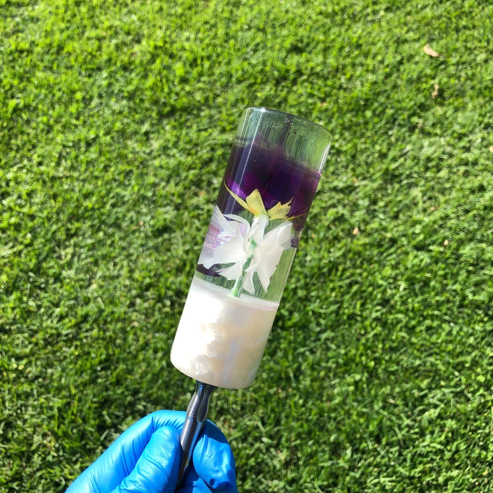115mm Purple White Flower