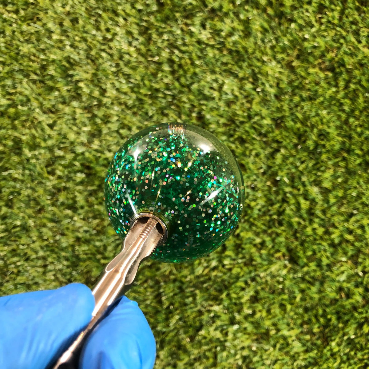 60mm Green Holographic Oni Mask Resin Shift Knob — 2.4 in, 12mm x 1.25