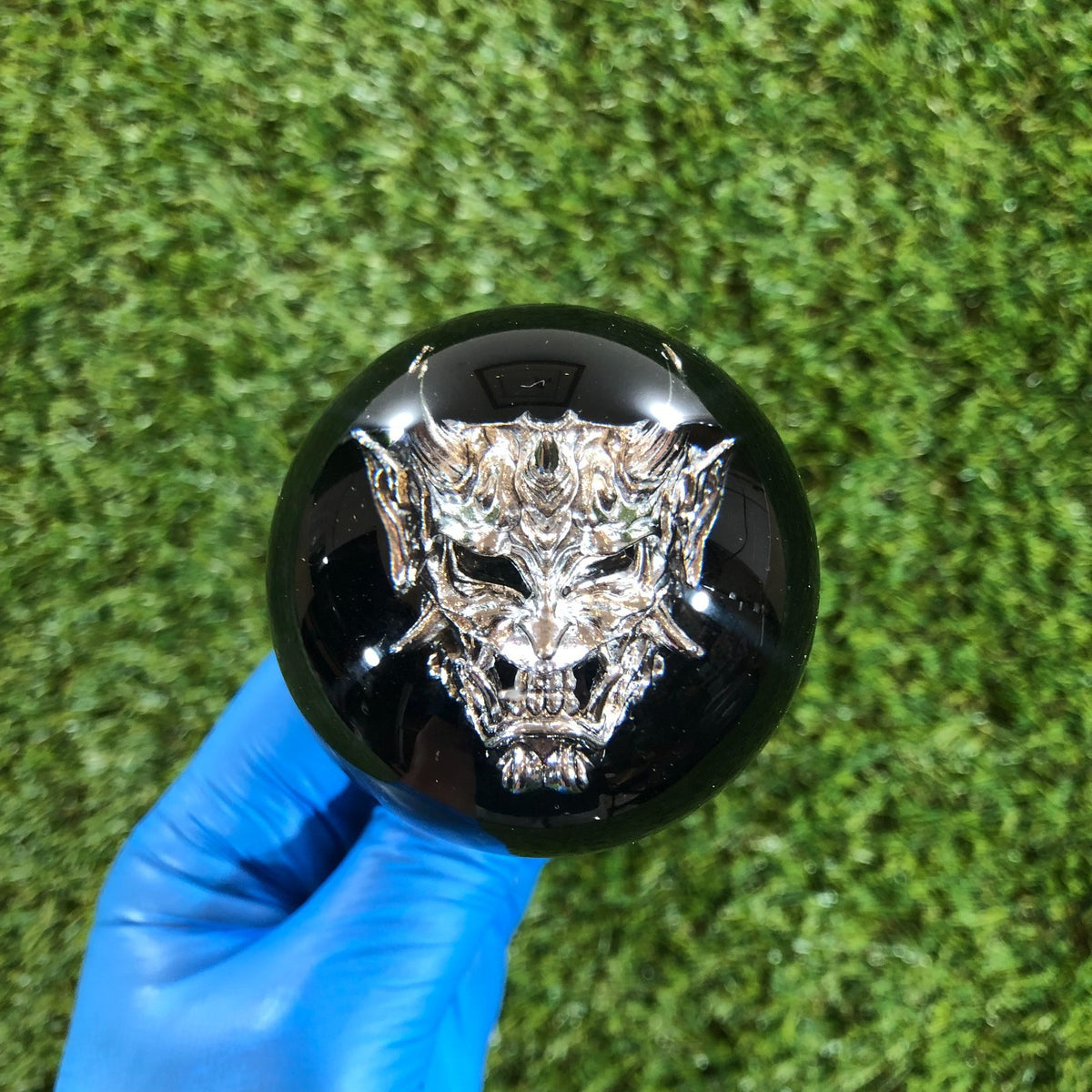 60mm Black Oni Mask Resin Shift Knob — 2.4 in, 12mm x 1.25