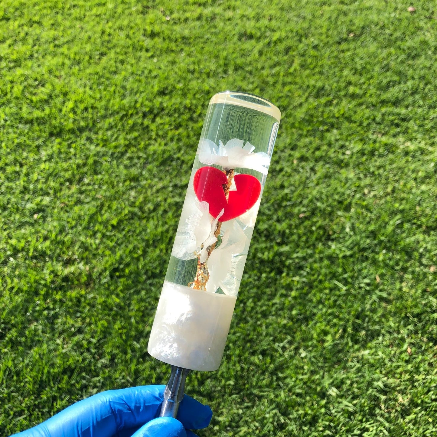 140mm White Red Heart