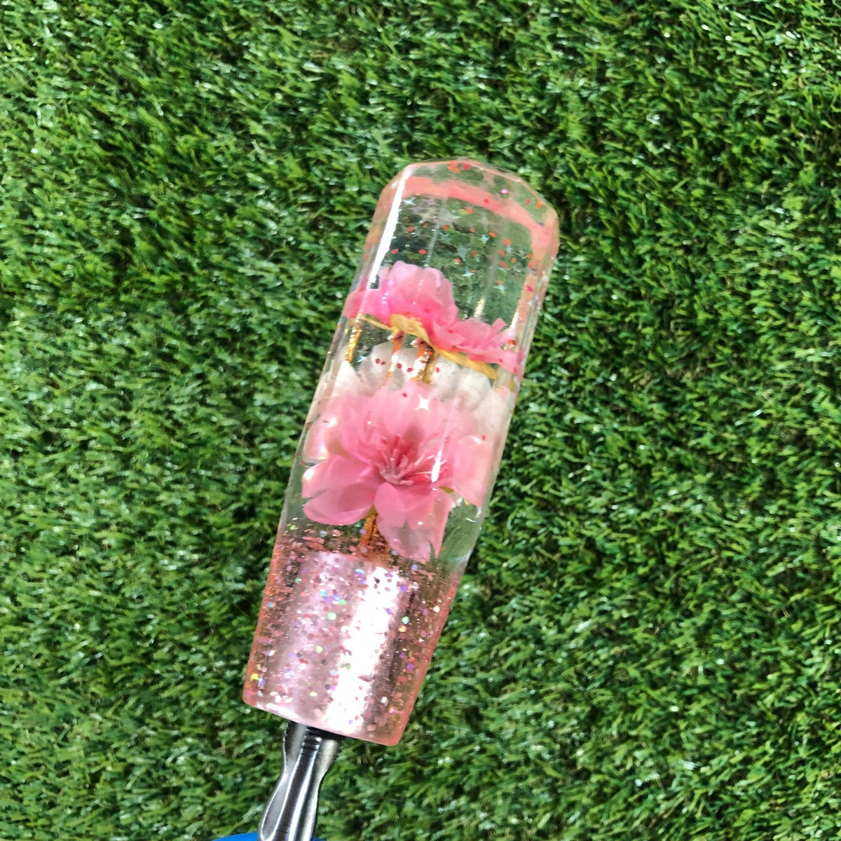115mm Pink Diamond Cut Flower Resin Shift Knob — 4.5 in, 12mm x 1.25