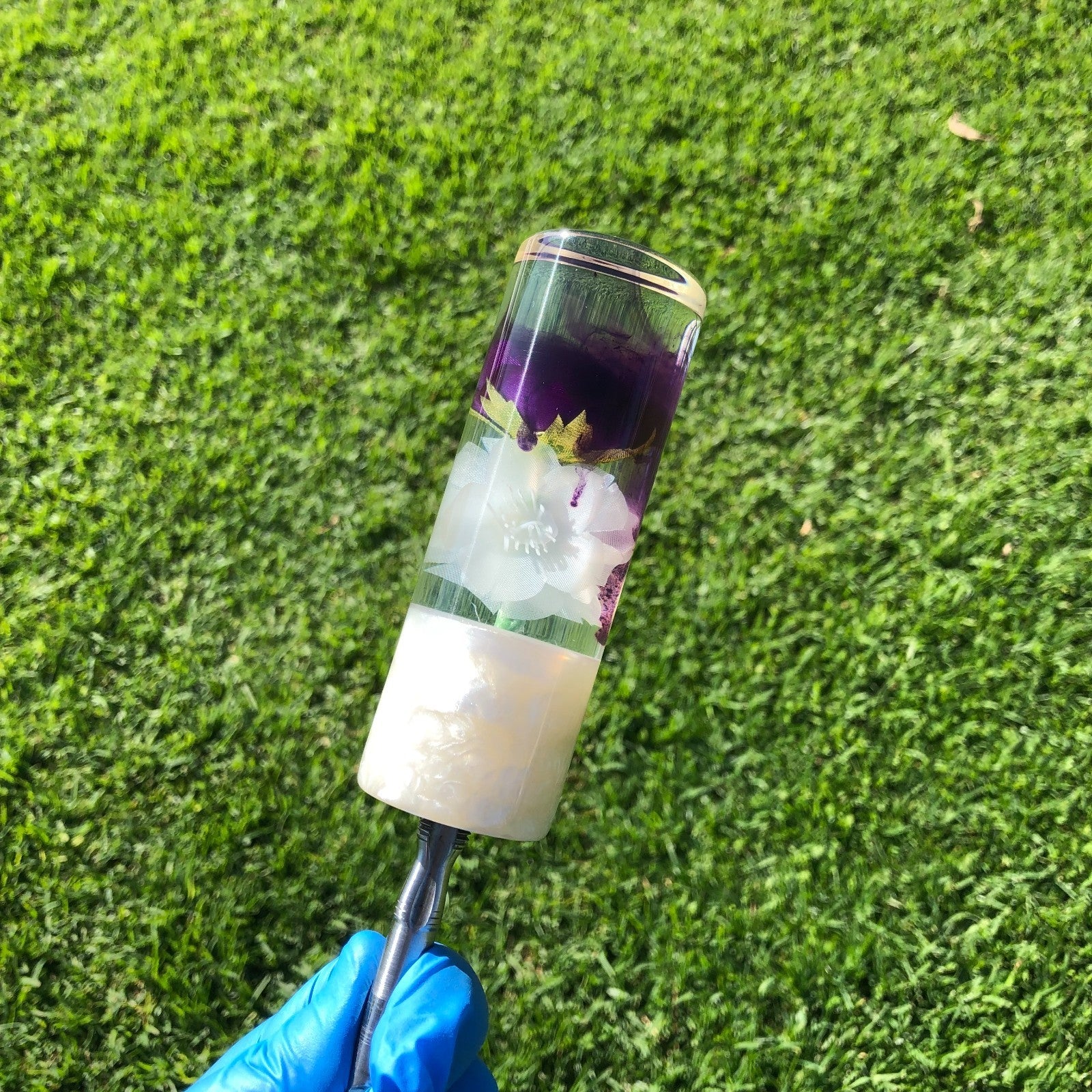 115mm Purple White Flower