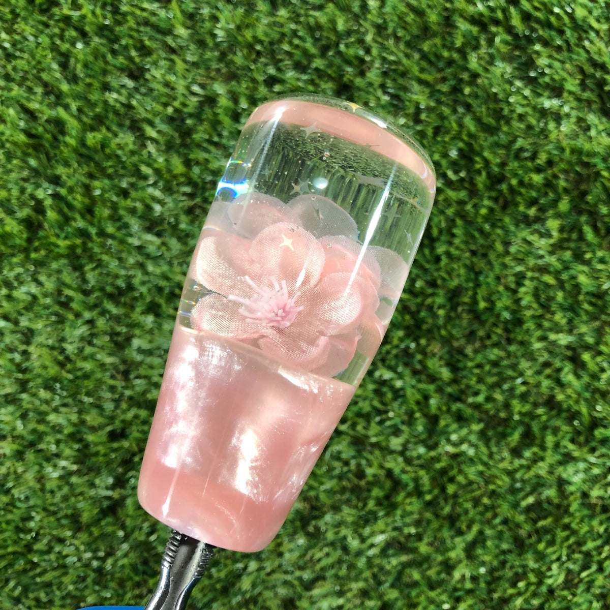 95mm Pink Pearl Blossom Resin Shift Knob — 3.5 in, 12mm x 1.25