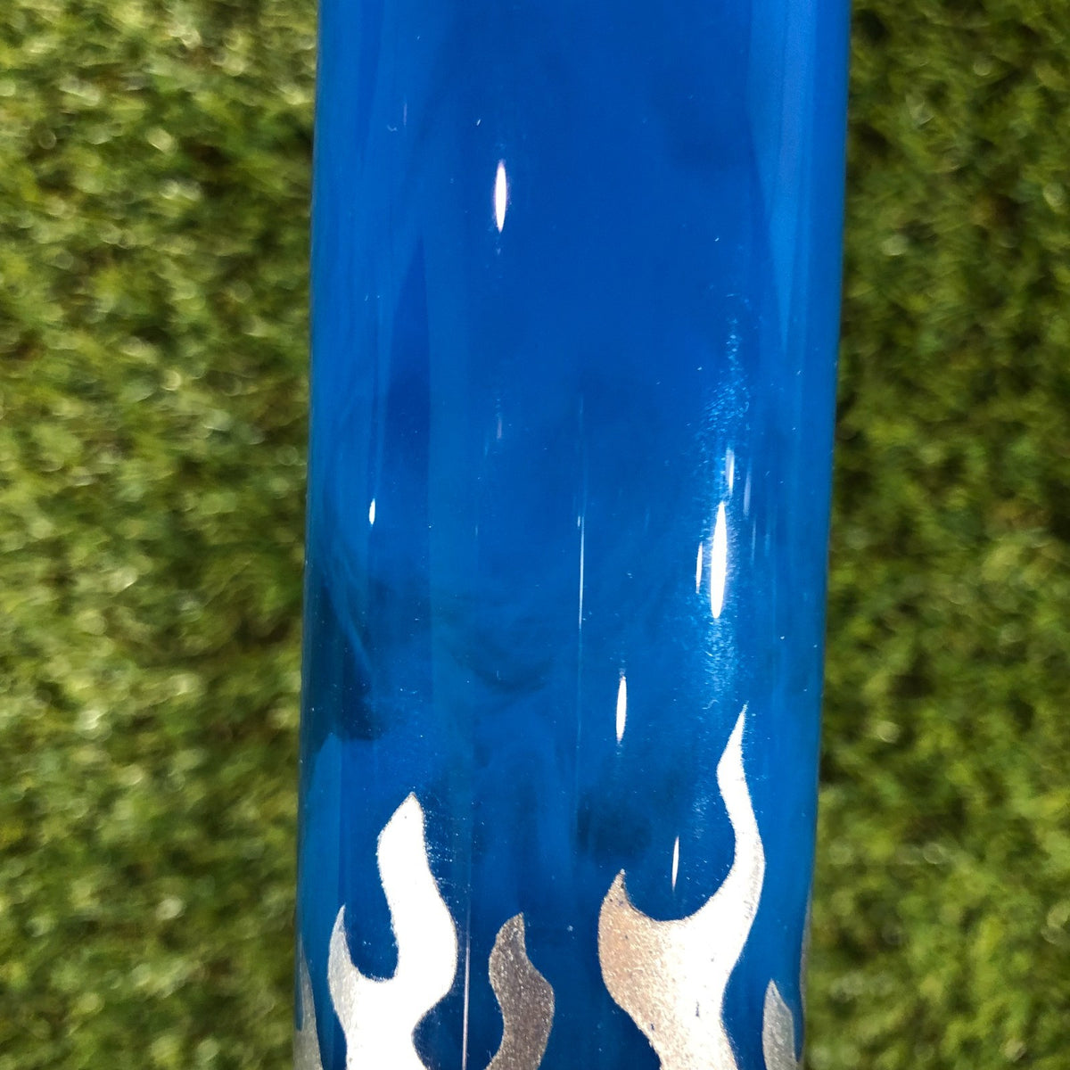 140mm Blue Silver Swirl Flames Resin Shift Knob — 5.5 in, 12mm x 1.25
