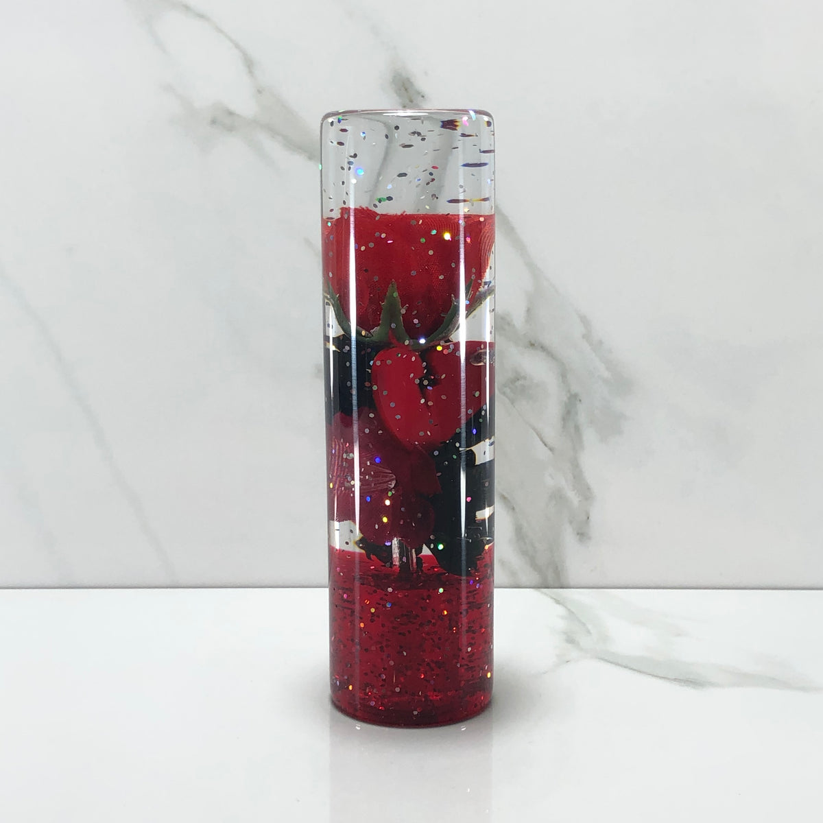 140mm Red Black Rose Blossom Resin Shift Knob — 5.5 in, 12mm x 1.25