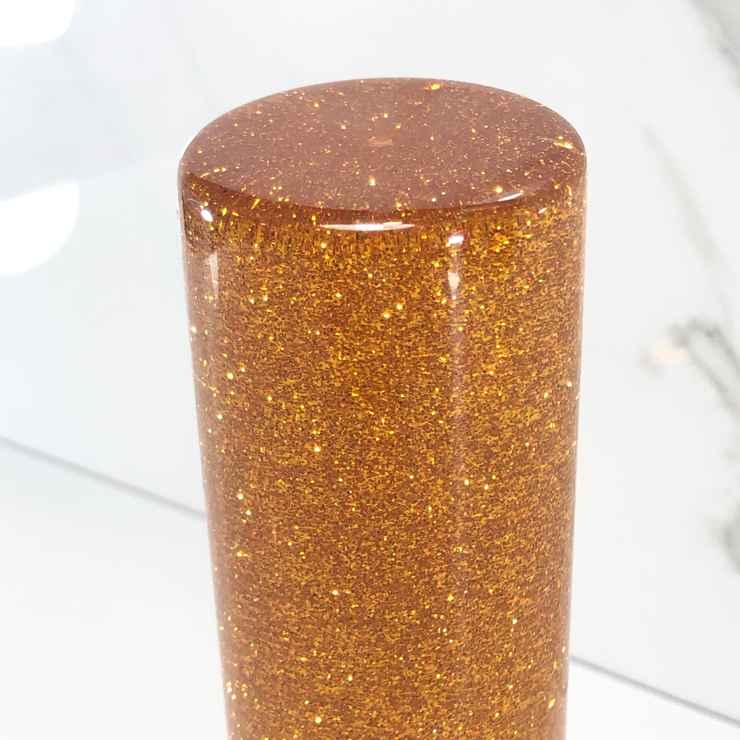 Mr__Grip 5 1/2 Inch Resin Custom Shift Knob honey gold glitter white #375