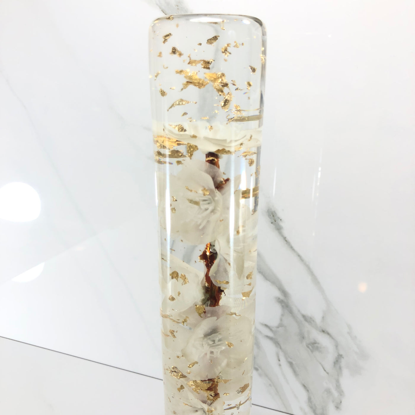 254mm White Blossom Resin Shift Knob — 10 in, 12mm x 1.25