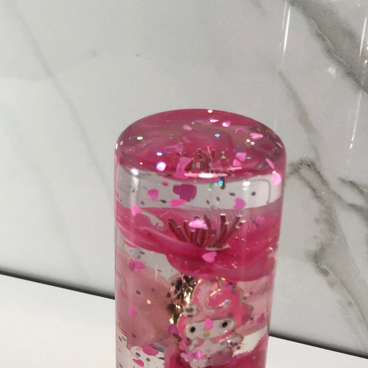 115mm Pink Blossom Charm Resin Shift Knob — 4.5 in, 12mm x 1.25